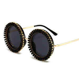 Women Round Sunglasses Luxury Brand Designer Chain Designed Frames