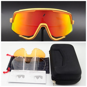 Riding Cycling Sunglasses Men Woman UV400 TR90 Bicycle Mountain Bike Windproof Ski Goggles 3 Lens Outdoor Sport Sun Glasses