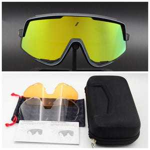 Riding Cycling Sunglasses Men Woman UV400 TR90 Bicycle Mountain Bike Windproof Ski Goggles 3 Lens Outdoor Sport Sun Glasses