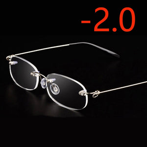 Rimless Metal Frame Nearsighted Glasses Ultralight Shortsighted Myopia Glasses Women Men -1.0 -1.5 -2 -2.5 -3 -3.5 -4.0