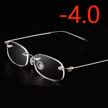 Carica l&#39;immagine nel visualizzatore di Gallery, Rimless Metal Frame Nearsighted Glasses Ultralight Shortsighted Myopia Glasses Women Men -1.0 -1.5 -2 -2.5 -3 -3.5 -4.0