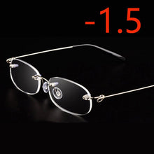 Carica l&#39;immagine nel visualizzatore di Gallery, Rimless Metal Frame Nearsighted Glasses Ultralight Shortsighted Myopia Glasses Women Men -1.0 -1.5 -2 -2.5 -3 -3.5 -4.0