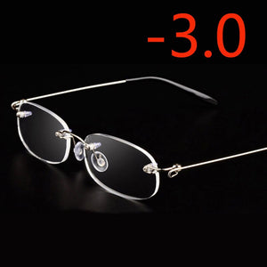 Rimless Metal Frame Nearsighted Glasses Ultralight Shortsighted Myopia Glasses Women Men -1.0 -1.5 -2 -2.5 -3 -3.5 -4.0