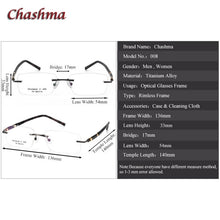 Carica l&#39;immagine nel visualizzatore di Gallery, Rimless Titanium Stainless Eyeglasses Men Ochelari Glasses Myopic Glasses Frame Optical Eyewear Prescription Glasses Frame