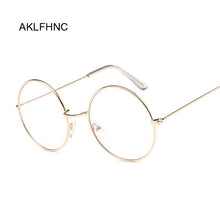 Load image into Gallery viewer, Round Glasses Frame Men Anti Blue Light Glasses Women Fake Glasses Gold Optical Eyeglasses Frame Transparent Clear Lens