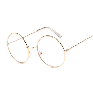 Round Glasses Frame Men Anti Blue Light Glasses Women Fake Glasses Gold Optical Eyeglasses Frame Transparent Clear Lens