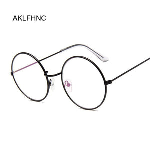 Round Glasses Frame Men Anti Blue Light Glasses Women Fake Glasses Gold Optical Eyeglasses Frame Transparent Clear Lens