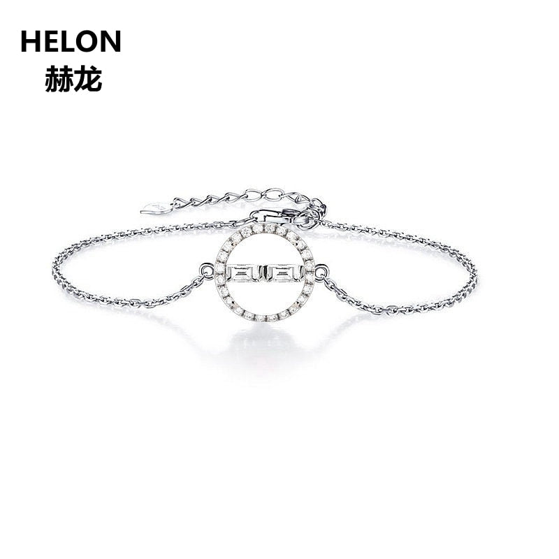 SI/H Natural Diamonds Women Bracelet Solid 18k White Gold Baguette Diamonds Engagement Wedding Bracelet Chain Unqiue