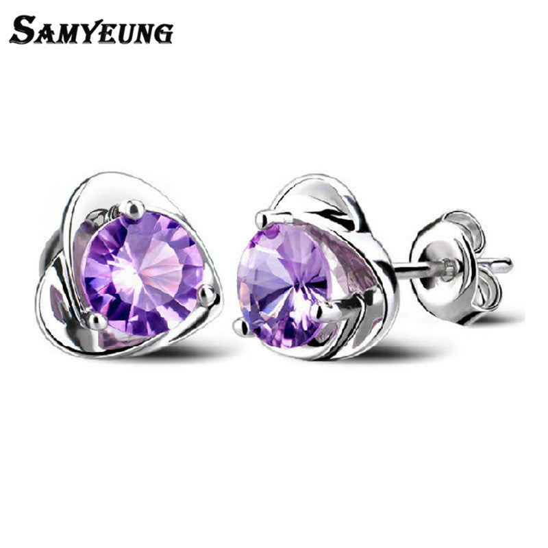 Korea Silver Plated Women Stud Earrings for Girl Heart Pending Ear Earring Wedding Jewelry Earing Pusety Oorbellen