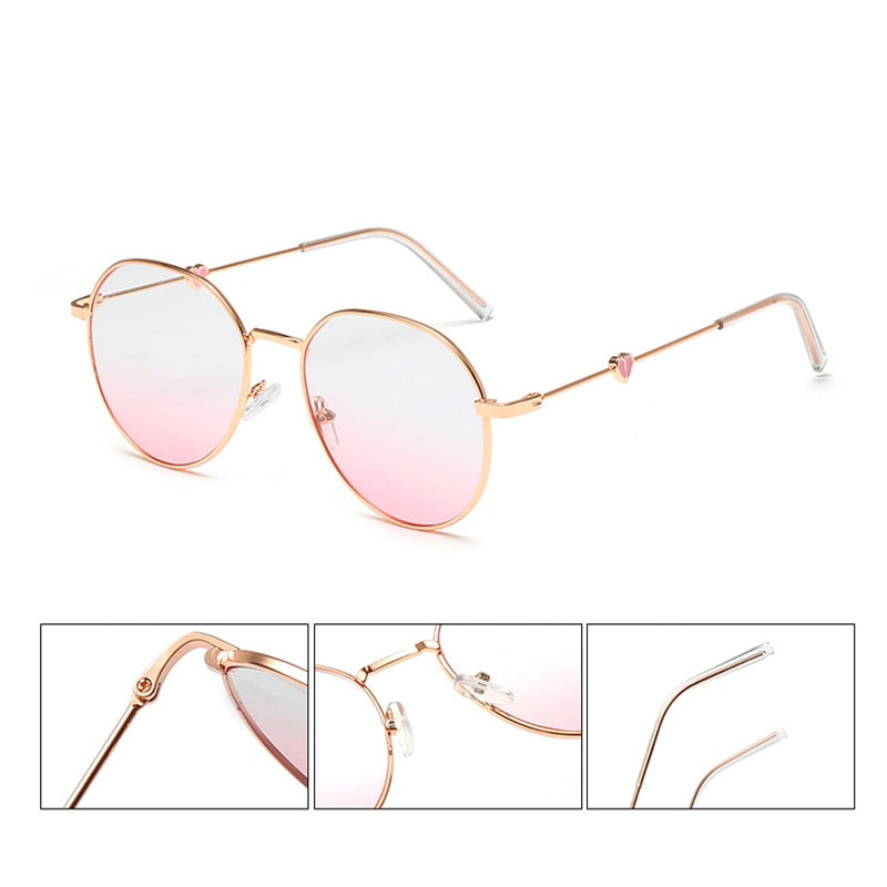 Women Blush Gradient Anti Blue Light Glasses Fashion Round Decorative  Sunglasses Girls New Korean Cute Shades Eyewear 