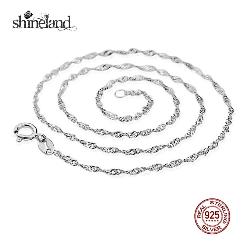 New Fashion Necklace Classic Basic Chain Pure 925 Sterling Silver DIY Water Waves Chain for Women Jewelry Accessries