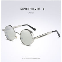 Load image into Gallery viewer, Silver Black Metal Polarized Sunglasses Gothic Steampunk Sunglasses Mens Womens Retro Vintage Shield Eyewear Shades 2023
