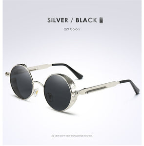 Silver Black Metal Polarized Sunglasses Gothic Steampunk Sunglasses Mens Womens Retro Vintage Shield Eyewear Shades 2023