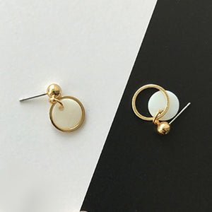 Simple European new fashion geometric earring circular shells golden circle combination earrings woman jewelry accessories