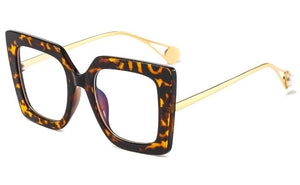 Square Black Glasses Frame Women  Trend  Brand Gradient Sunglasses Female Retro Leopard Metal Glasses Eyewear