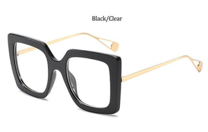 Square Black Glasses Frame Women  Trend  Brand Gradient Sunglasses Female Retro Leopard Metal Glasses Eyewear