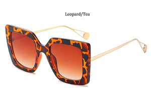 Square Black Glasses Frame Women  Trend  Brand Gradient Sunglasses Female Retro Leopard Metal Glasses Eyewear