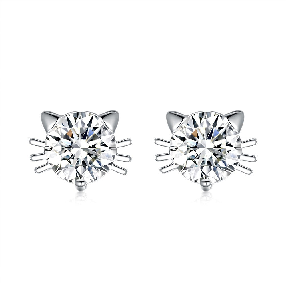 Stud Earrings Boucle Doreille Pour Femme Silver Plated LKNSPCE942 Fashion cat face Zircon stud earrings LKNSPCE942 Fas