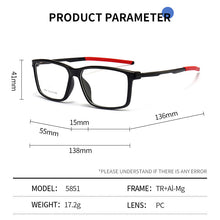 Load image into Gallery viewer, TR90 Sports Men Eyeglasses Frame Prescription Eyewear Basketball Spectacles Optical Glasses Frames Aluminum Magnesium Legs