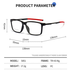 TR90 Sports Men Eyeglasses Frame Prescription Eyewear Basketball Spectacles Optical Glasses Frames Aluminum Magnesium Legs