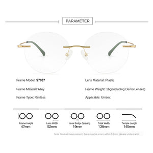 Titanium Alloy Rimless Glasses Frame Men Ultralight Round Eyeglasses Myopia Prescription Frames For Women Optical Eye Glass