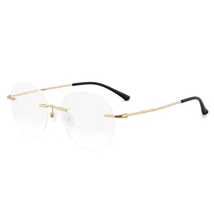 Titanium Alloy Rimless Glasses Frame Men Ultralight Round Eyeglasses Myopia Prescription Frames For Women Optical Eye Glass