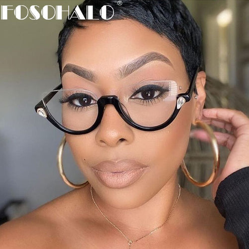 Transparent Cat Eye Prescription Glasses Frame Women Men Eyewear Glasses Optical Spectacle Diamond Clear Lens Eyeglasses