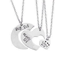 Carica l&#39;immagine nel visualizzatore di Gallery, Trendy Puzzle Heart Necklace For Women Big Sis Little Sis 3 Sisters Pendants &amp; Necklaces BFF Friends Creative Charms Jewelry