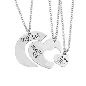 Trendy Puzzle Heart Necklace For Women Big Sis Little Sis 3 Sisters Pendants & Necklaces BFF Friends Creative Charms Jewelry