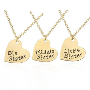 Trendy Puzzle Heart Necklace For Women Big Sis Little Sis 3 Sisters Pendants & Necklaces BFF Friends Creative Charms Jewelry