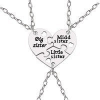 Carica l&#39;immagine nel visualizzatore di Gallery, Trendy Puzzle Heart Necklace For Women Big Sis Little Sis 3 Sisters Pendants &amp; Necklaces BFF Friends Creative Charms Jewelry