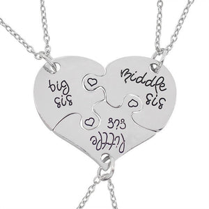 Trendy Puzzle Heart Necklace For Women Big Sis Little Sis 3 Sisters Pendants & Necklaces BFF Friends Creative Charms Jewelry