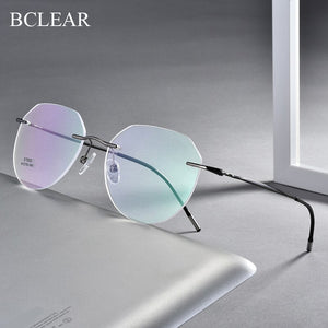 Ultralight Titanium Alloy Rimless Men Glasses Frame Square Eyeglasses Myopia Prescription Frames For Women Optical Eye Glass