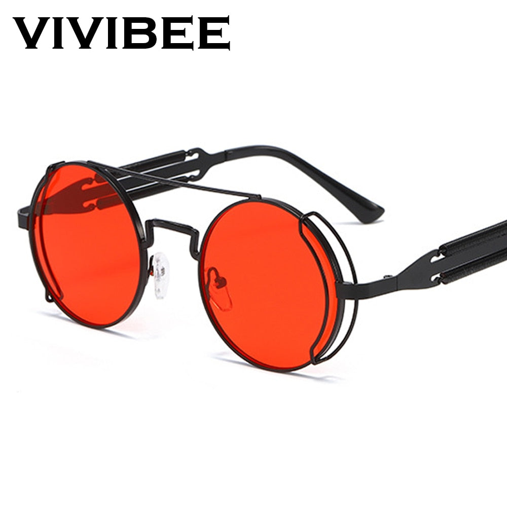 Mens Narrow Octagonal Exposed Edge Pimp Color Lens Sunglasses - Gold Red -  CS18IQA3EHQ