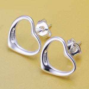 Wholesale High Quality Jewelry 925 jewelry silver plated Fashion Heart Earrings for Women best gift SMTE099