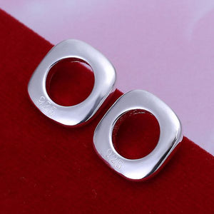 Wholesale High Quality Jewelry 925 jewelry silver plated Tetragonal Lattice Earrings for Women best gift SMTE016