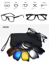 Carica l&#39;immagine nel visualizzatore di Gallery, With 5 clip on Polarized Sunglasses Magnetic Adsorbent Glasses Frame Men Women Optical Spectacle Frame myopia eyeglasses