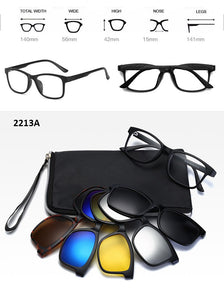 With 5 clip on Polarized Sunglasses Magnetic Adsorbent Glasses Frame Men Women Optical Spectacle Frame myopia eyeglasses