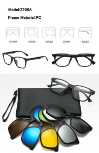 With 5 clip on Polarized Sunglasses Magnetic Adsorbent Glasses Frame Men Women Optical Spectacle Frame myopia eyeglasses