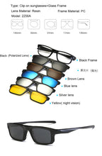 Carica l&#39;immagine nel visualizzatore di Gallery, With 5 clip on Polarized Sunglasses Magnetic Adsorbent Glasses Frame Men Women Optical Spectacle Frame myopia eyeglasses