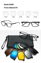 Carica l&#39;immagine nel visualizzatore di Gallery, With 5 clip on Polarized Sunglasses Magnetic Adsorbent Glasses Frame Men Women Optical Spectacle Frame myopia eyeglasses