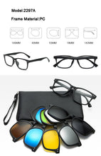 Carica l&#39;immagine nel visualizzatore di Gallery, With 5 clip on Polarized Sunglasses Magnetic Adsorbent Glasses Frame Men Women Optical Spectacle Frame myopia eyeglasses