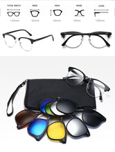 Carica l&#39;immagine nel visualizzatore di Gallery, With 5 clip on Polarized Sunglasses Magnetic Adsorbent Glasses Frame Men Women Optical Spectacle Frame myopia eyeglasses