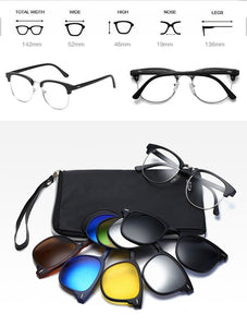 With 5 clip on Polarized Sunglasses Magnetic Adsorbent Glasses Frame Men Women Optical Spectacle Frame myopia eyeglasses