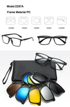 Carica l&#39;immagine nel visualizzatore di Gallery, With 5 clip on Polarized Sunglasses Magnetic Adsorbent Glasses Frame Men Women Optical Spectacle Frame myopia eyeglasses