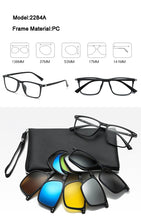 Carica l&#39;immagine nel visualizzatore di Gallery, With 5 clip on Polarized Sunglasses Magnetic Adsorbent Glasses Frame Men Women Optical Spectacle Frame myopia eyeglasses