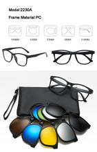 Load image into Gallery viewer, With 5 clip on Polarized Sunglasses Magnetic Adsorbent Glasses Frame Men Women Optical Spectacle Frame myopia eyeglasses