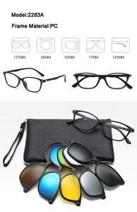 With 5 clip on Polarized Sunglasses Magnetic Adsorbent Glasses Frame Men Women Optical Spectacle Frame myopia eyeglasses