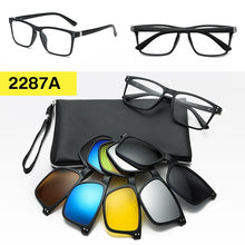 Carica l&#39;immagine nel visualizzatore di Gallery, With 5 clip on Polarized Sunglasses Magnetic Adsorbent Glasses Frame Men Women Optical Spectacle Frame myopia eyeglasses