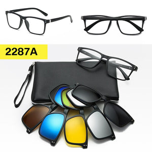 With 5 clip on Polarized Sunglasses Magnetic Adsorbent Glasses Frame Men Women Optical Spectacle Frame myopia eyeglasses